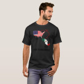 メキシコのハーフ・アメリカ国旗の複合マップ（メキシコ） Tシャツ (正面フル)