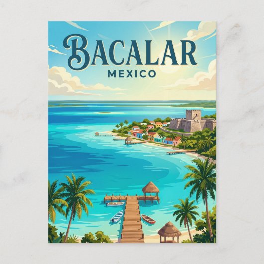 メキシコのバカラル湖 (七色の湖) ポストカード (正面)