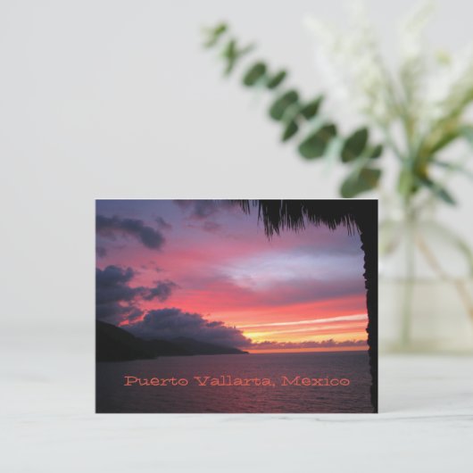 メキシコのバラルタプエルトの夕日のはがき ポストカード (スタンド正面)