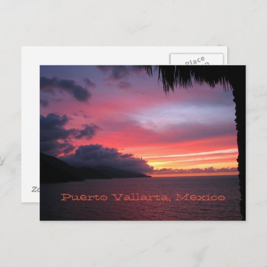 メキシコのバラルタプエルトの夕日のはがき ポストカード (正面/裏面)