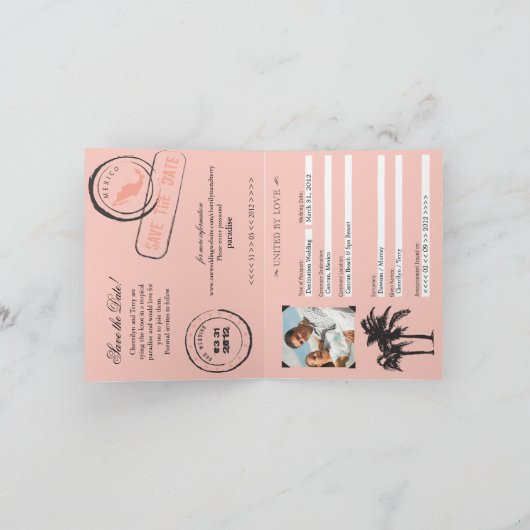 メキシコのパスポート結婚式の日付を保存 シーズンカード (内部)