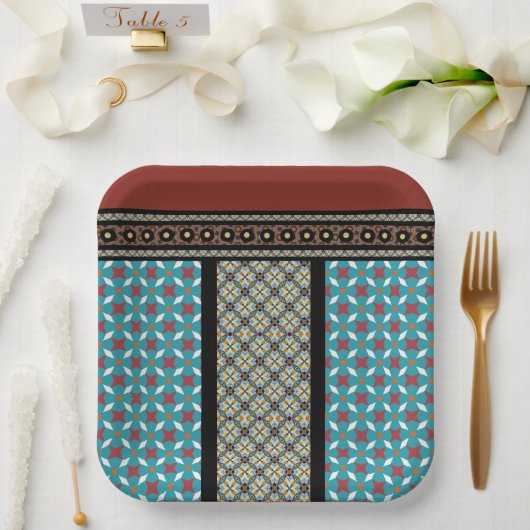 メキシコのパッチワークスタイル3 ペーパープレート (ウェディング)