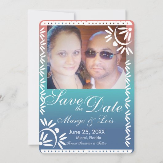 メキシコのパペルピカドグラデーション日付を保存 招待状 (正面)