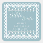 メキシコのパペルピカドシエリートリンド赤ちゃんシャワー スクエアシール (正面)