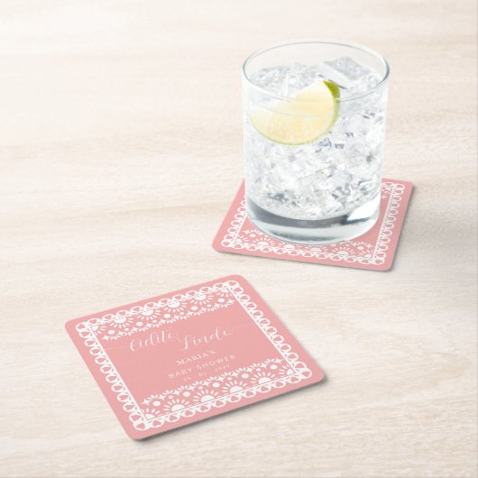 メキシコのパペルピカドシエリートリンド赤ちゃんシャワー スクエアペーパーコースター (インサイチュ)