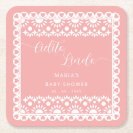 メキシコのパペルピカドシエリートリンド赤ちゃんシャワー スクエアペーパーコースター