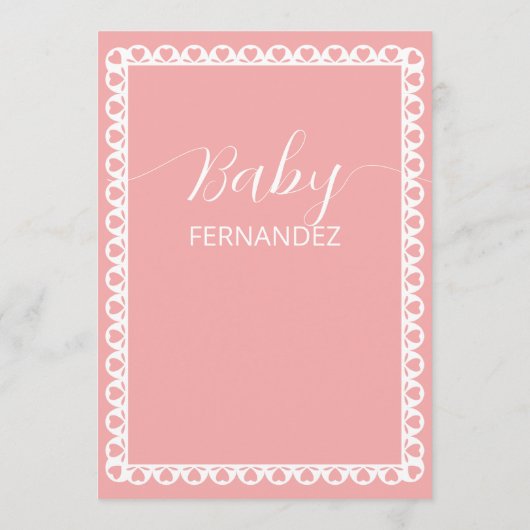 メキシコのパペルピカドシエリートリンド赤ちゃんシャワー メニュー (裏面)