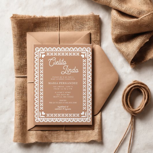 メキシコのパペルピカドシエリートリンド赤ちゃんシャワー 招待状