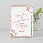 メキシコのパペル結婚ピカド金ゴールドの押し箔Inv 箔招待状 (立ち正面)