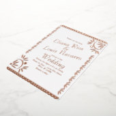 メキシコのパペル結婚ピカド金ゴールドの押し箔Inv 箔招待状 (回転した状態)