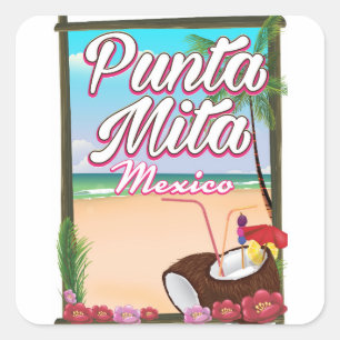 メキシコのパンタ・ミタビーチ旅行ポスター スクエアシール