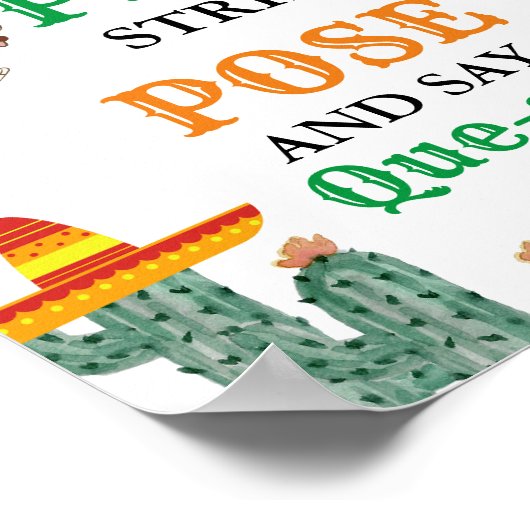 メキシコのパーティーフィエスタフォトブース赤ちゃんシャワー ポスター (角)