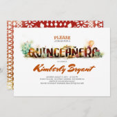 メキシコのパーティーフィエスタ – キンセアニラ15歳の誕生日 招待状 (正面/裏面)