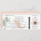 メキシコのパームツリーヒトデの搭乗券結婚の入り 招待状 (正面/裏面)