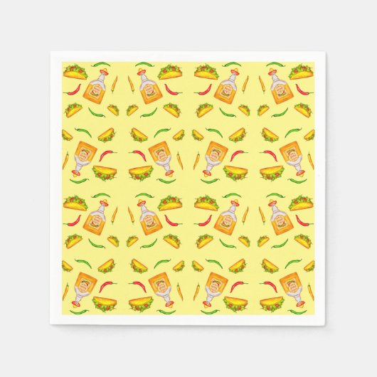 メキシコのヒスパニック料理タコテキーラ スタンダードカクテルナプキン (正面)