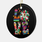 メキシコのヒマワリとメキシコ国旗の愛 セラミックオーナメント (左)