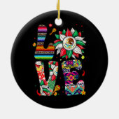 メキシコのヒマワリとメキシコ国旗の愛 セラミックオーナメント (裏面)