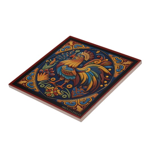 メキシコのヒューコールアートスタイルのルースターセラミックタイル タイル (側面)