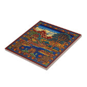 メキシコのヒューコールスタイル風景陶磁器タイル7/12 タイル (側面)