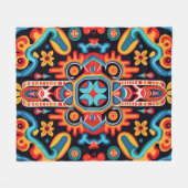 メキシコのヒューコール・アート フリースブランケット (正面(横))