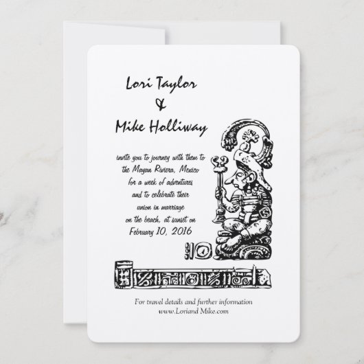 メキシコのビーチの行先の結婚式招待状 招待状 (正面)