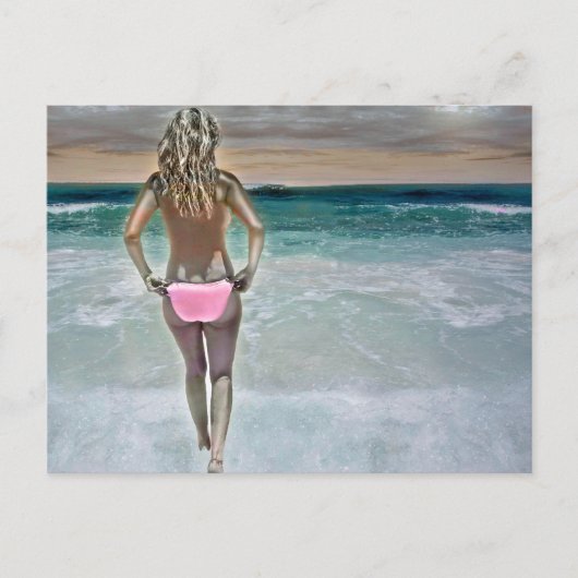 メキシコのビーチガール ポストカード (正面)