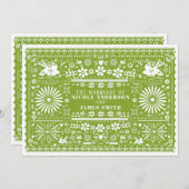 メキシコのピカドライムアボカド結婚グリーンの結婚 招待状 (正面/裏面)