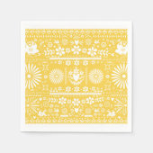メキシコのピカド イエロー ホワイト ペーパー ウェディング 結婚式 スタンダードカクテルナプキン (正面)