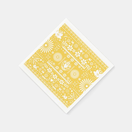 メキシコのピカド イエロー ホワイト ペーパー ウェディング 結婚式 スタンダードカクテルナプキン (角)