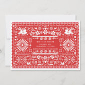 メキシコのピカド 赤と白の紙のウェディング 結婚式 招待状 (裏面)