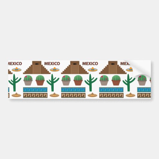 メキシコのピラミッド バンパーステッカー (正面)