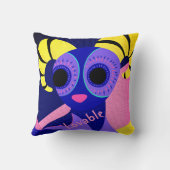 メキシコのピンクとブルーのフォークアート クッション (裏面)