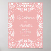 メキシコのピンク色の赤ちゃんシャワーへようこそ ポスター (正面)