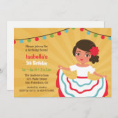 メキシコのフィエスタがヒスパニック系のかわいい女の子の誕生日パーティー 招待状 (正面/裏面)