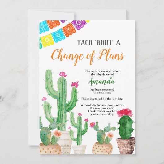 メキシコのフィエスタがベビーシャワーの発表を延期 招待状 (正面)