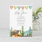 メキシコのフィエスタの水の色すべて1つの赤ちゃんシャワー 招待状 (スタンド正面)