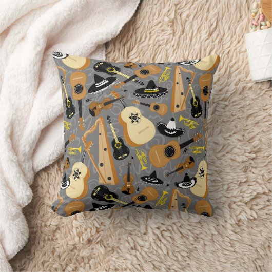 メキシコのフィエスタの漫画の音楽パターン クッション (ブランケット)