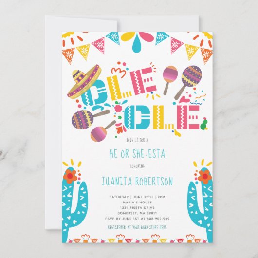 メキシコのフィエスタを性別で明らかにする 招待状 (正面)
