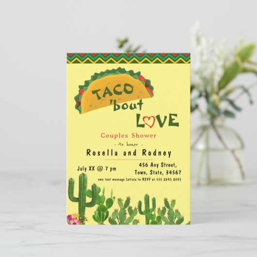 メキシコのフィエスタ💃カップルのシャワータコBout Love 招待状 (スタンド正面)