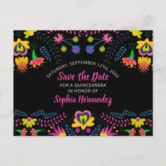 メキシコのフィエスタカラフルフローラの保存 案内ポストカード (正面)