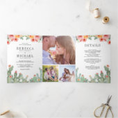 メキシコのフィエスタサボテン花コラージウェディング 三つ折り招待状 (内部)