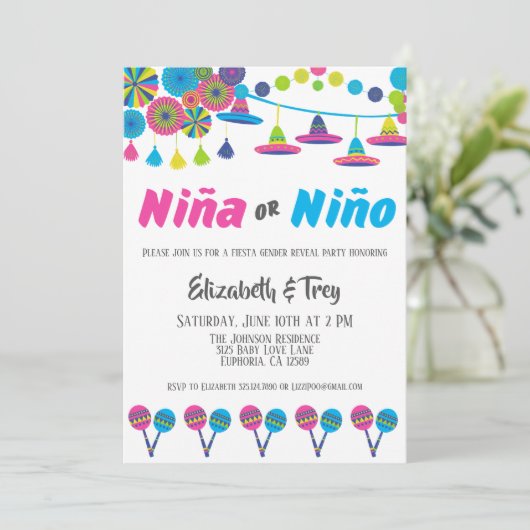 メキシコのフィエスタジェンダーがニーニャまたはニーニョを明らかにする 招待状 (スタンド正面)