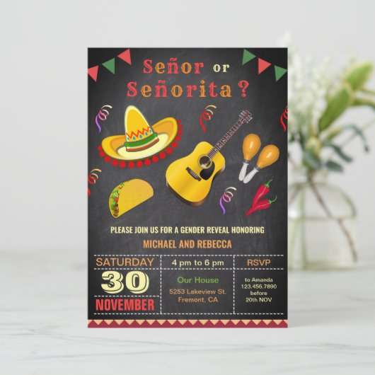 メキシコのフィエスタセノールまたはセノリタジェンダーの暴露 招待状 (スタンド正面)