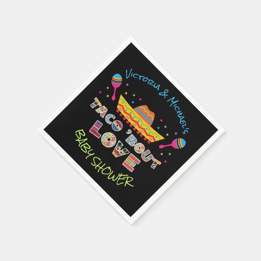 メキシコのフィエスタタコは恋人同士のシャワーを浴びる スタンダードカクテルナプキン (角)