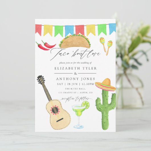 メキシコのフィエスタタコをテーマ結婚にした 招待状 (スタンド正面)