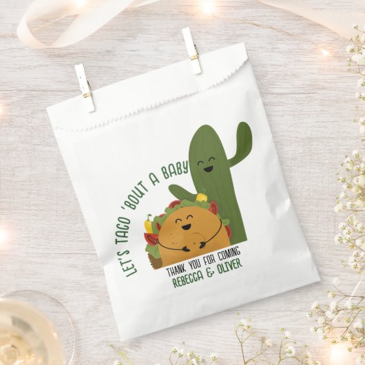 メキシコのフィエスタタコカップル赤ちゃんシャワー フェイバーバッグ (クリップ留めされた状態)