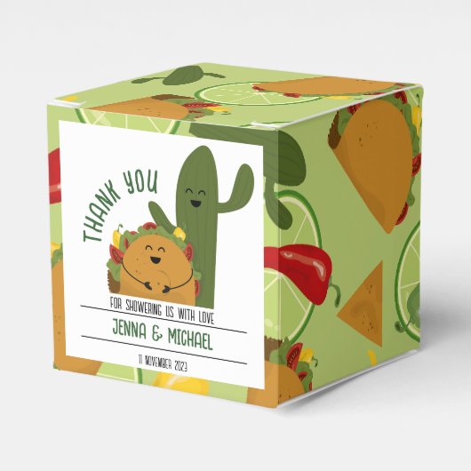 メキシコのフィエスタタコカップル赤ちゃんシャワー フェイバーボックス (正面サイド)