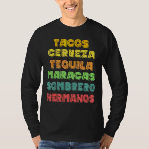 メキシコのフィエスタタコスCerveza HermanosコスチュームCinc Tシャツ