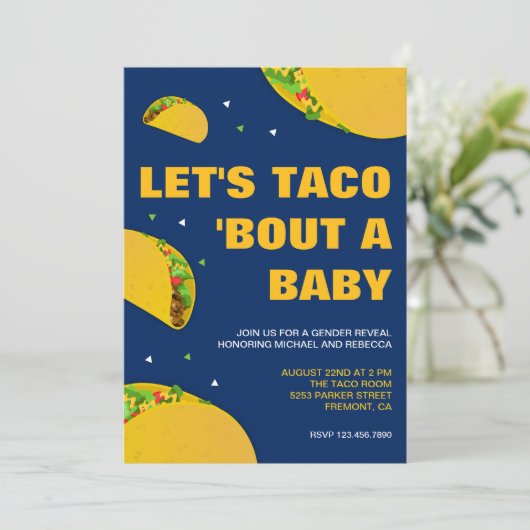 メキシコのフィエスタタコテーマジェンダーのパーティー 招待状 (スタンド正面)