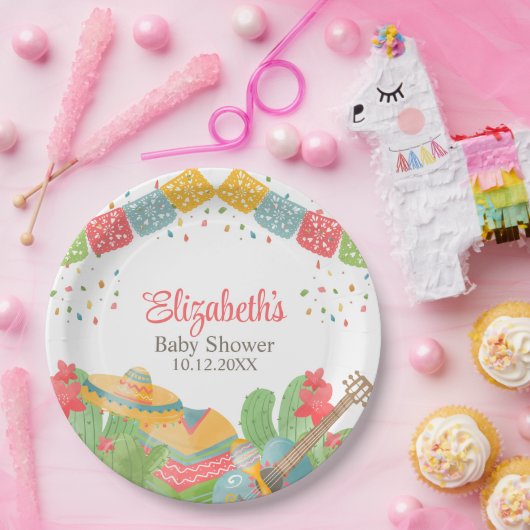 メキシコのフィエスタタコ'ベビーの赤ちゃんシャワーについて ペーパープレート (パーティー)
